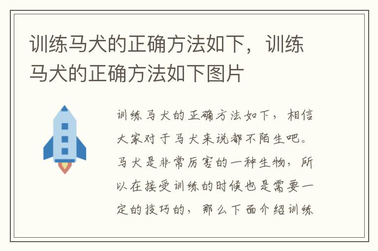 训练马犬的正确方法如下，训练马犬的正确方法如下图片