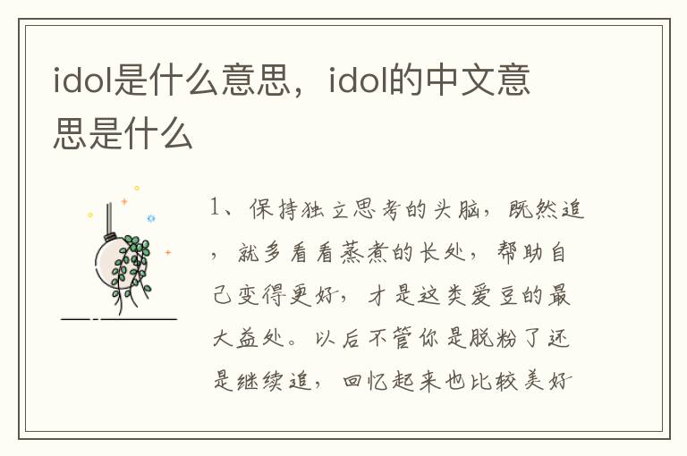 idol是什么意思，idol的中文意思是什么