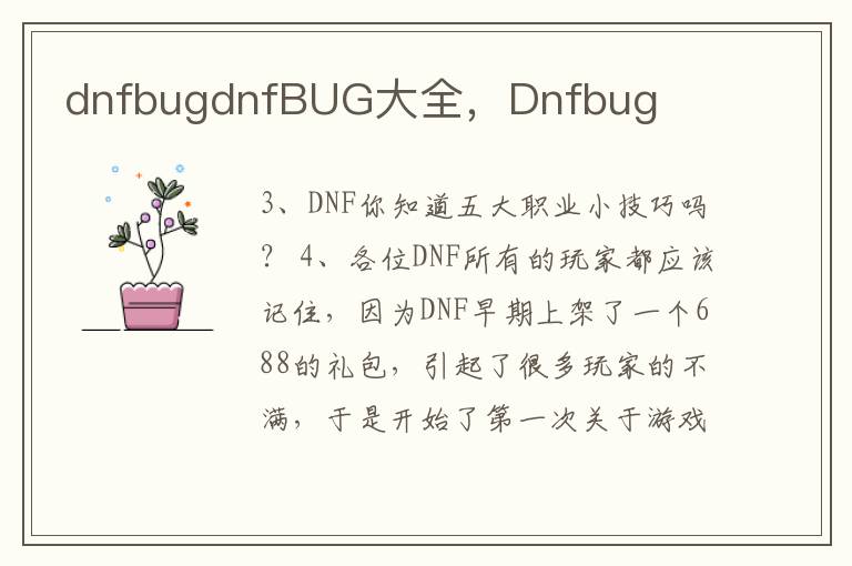 dnfbugdnfBUG大全，Dnfbug