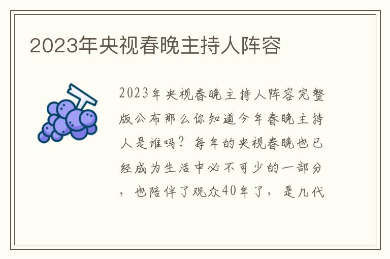 2023年央视春晚主持人阵容