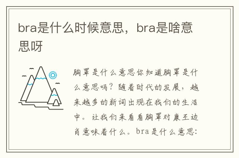 bra是什么时候意思，bra是啥意思呀