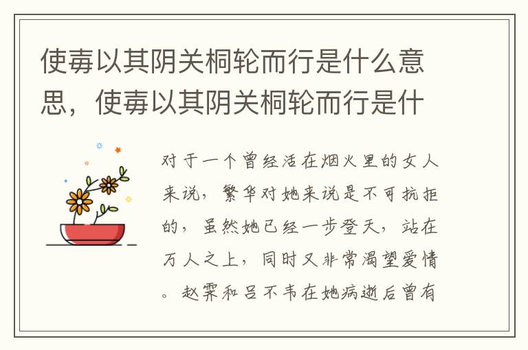 使毐以其阴关桐轮而行是什么意思，使毐以其阴关桐轮而行是什么意思