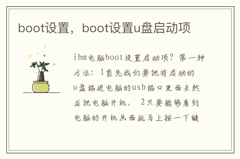 boot设置，boot设置u盘启动项